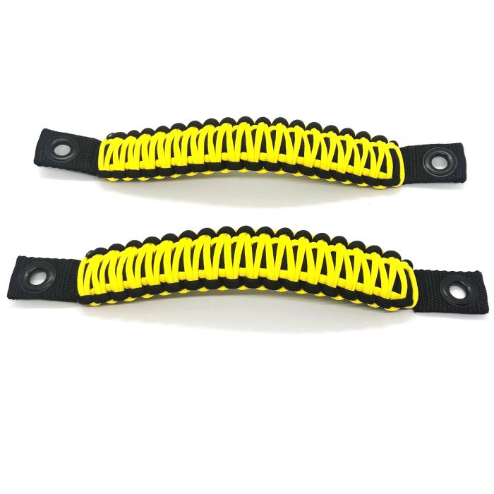 Paracord Grab Handles REAR PAIR Bolt-On for Jeep Wrangler JL, JLU 2018-2025 - 550 Paracord | Bartact | BLACK / YELLOW