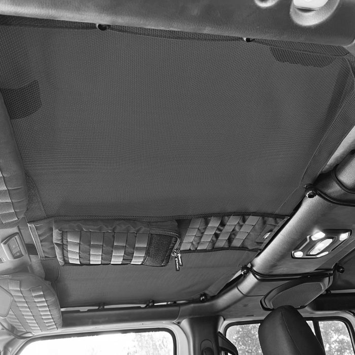 2 PIECE SET Tactical Sun Shade for Jeep Wrangler JL Top 2018-25 w/ MOLLE Storage Bartact - BLACK