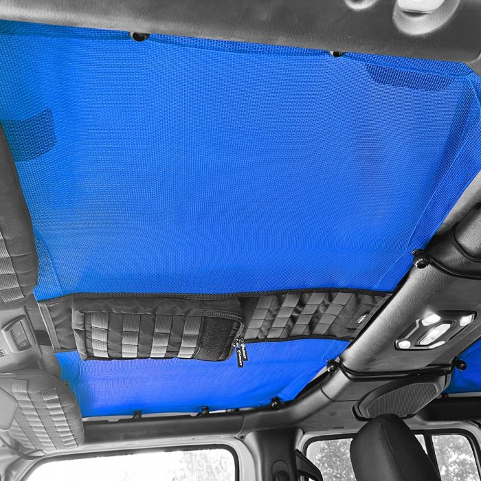 FULL LENGTH Tactical Sun Shade for Jeep Wrangler JL Top 2018-25 w/ MOLLE Storage Bartact - BLUE