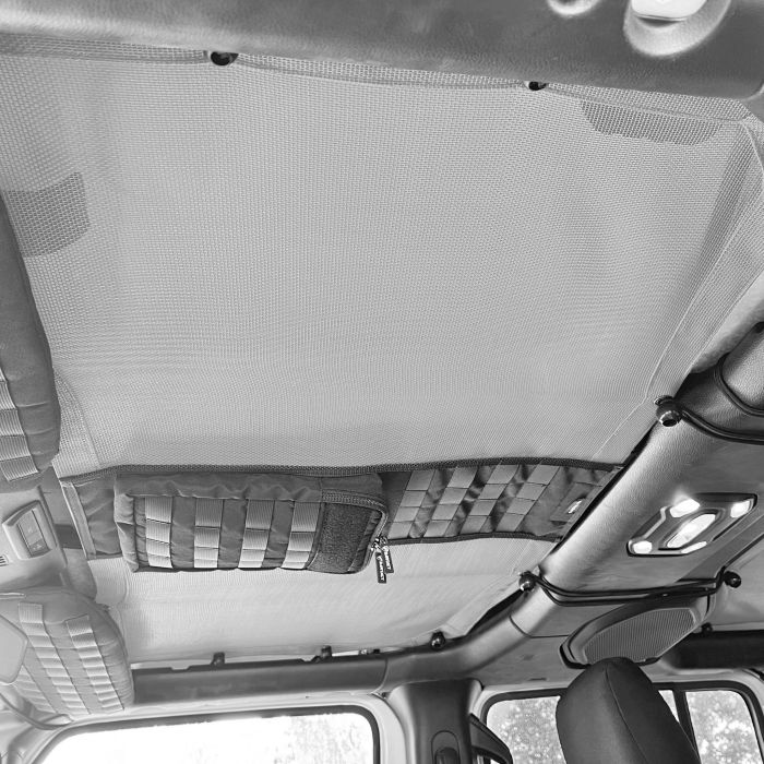 2 PIECE SET Tactical Sun Shade for Jeep Wrangler JL Top 2018-25 w/ MOLLE Storage Bartact - GREY