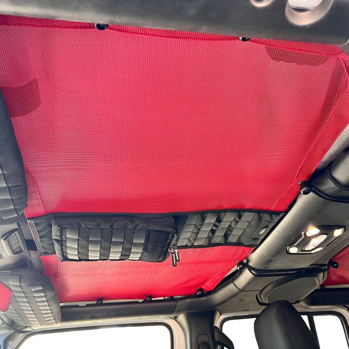 FULL LENGTH Tactical Sun Shade for Jeep Wrangler JLU Top 2018-25 w/ MOLLE Storage Bartact - RED