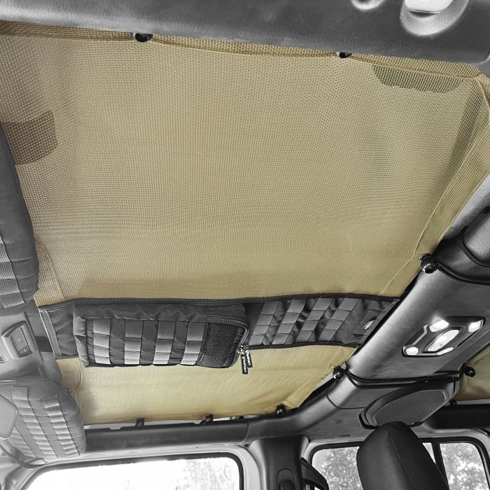 Rear Tactical Sun Shade for Jeep Wrangler JLU Top 2018-25 w/ MOLLE Storage Bartact - TAN