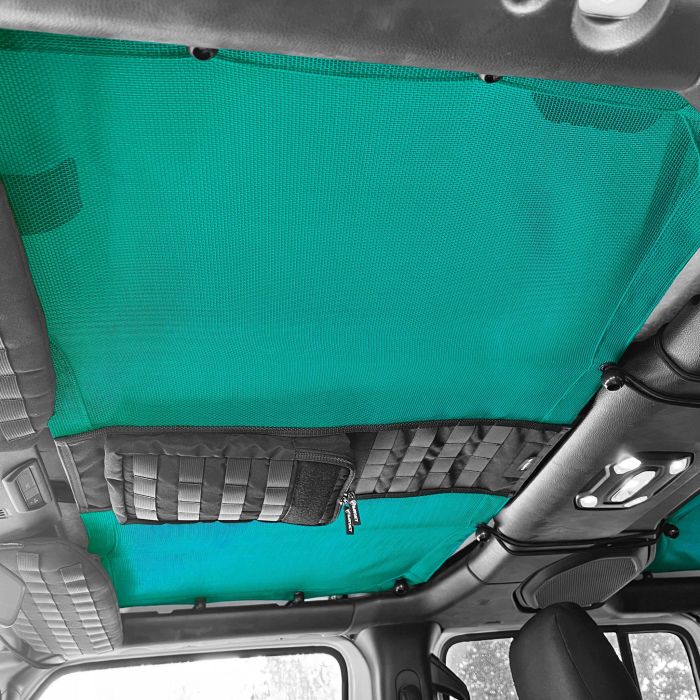 2 PIECE SET Tactical Sun Shade for Jeep Wrangler JL Top 2018-25 w/ MOLLE Storage Bartact - TEAL