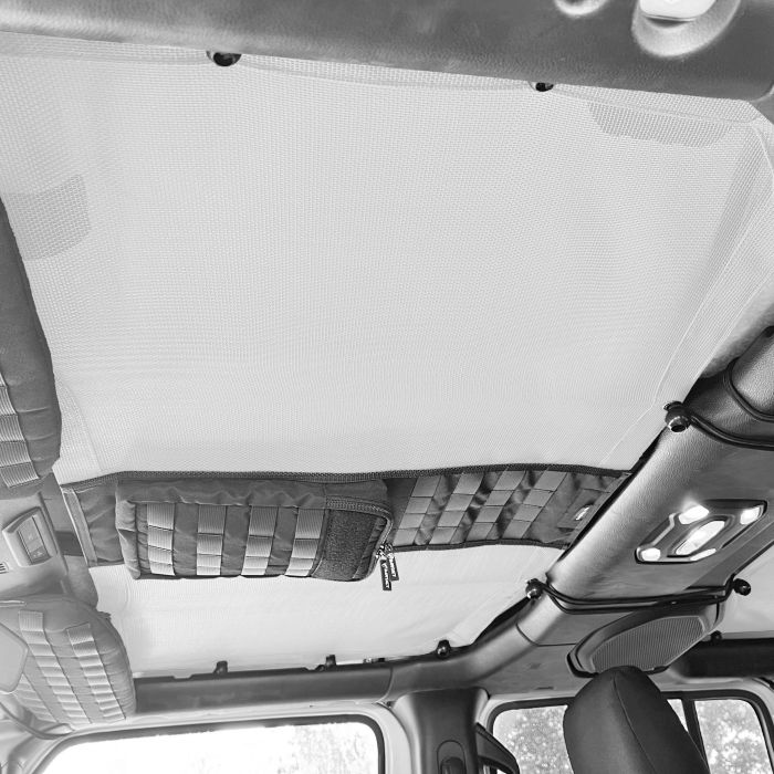 Rear Tactical Sun Shade for Jeep Wrangler JLU Top 2018-25 w/ MOLLE Storage Bartact - WHITE
