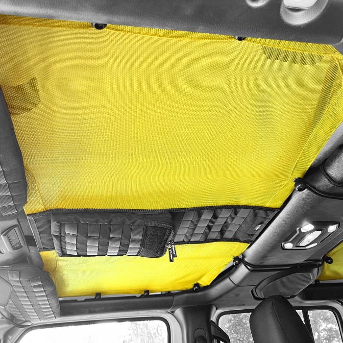 Rear Tactical Sun Shade for Jeep Wrangler JL Top 2018-25 w/ MOLLE Storage Bartact - YELLOW
