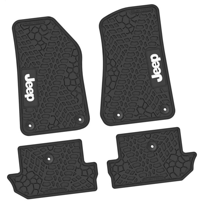 18-24 Jeep JL 2 Dr Front and RearTire Tread/Scorched Earth Scene w/ JEEP Insert - Black w/ White Insert