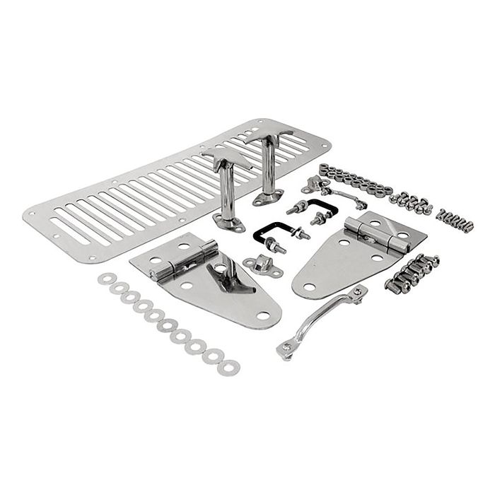 Crown Automotive RT34013 Multi-Piece Hood Set in Stainless Steel for 78-95 Jeep CJ & Wrangler YJ