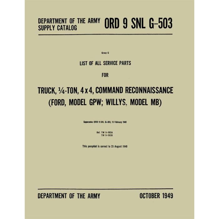 Bishko Automotive Literature  Factory Authorized Parts Catalog for 41-73 Vintage Jeeps