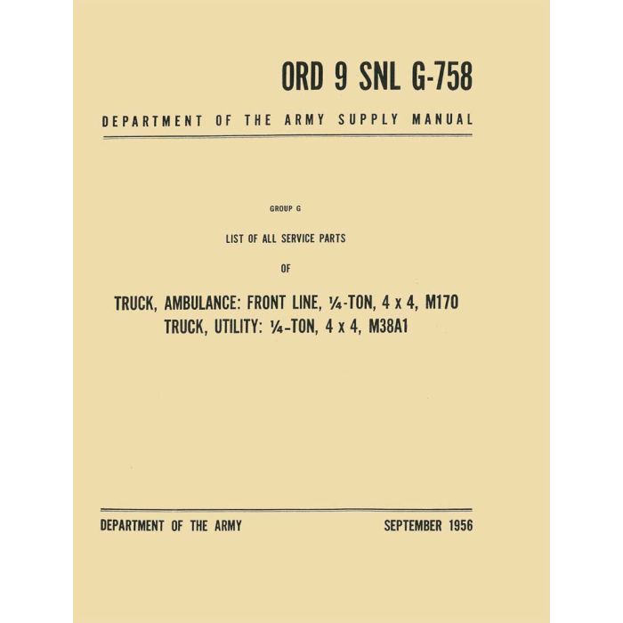 PART CAT 52-57 MILITARY ORD 9 SNL G-758