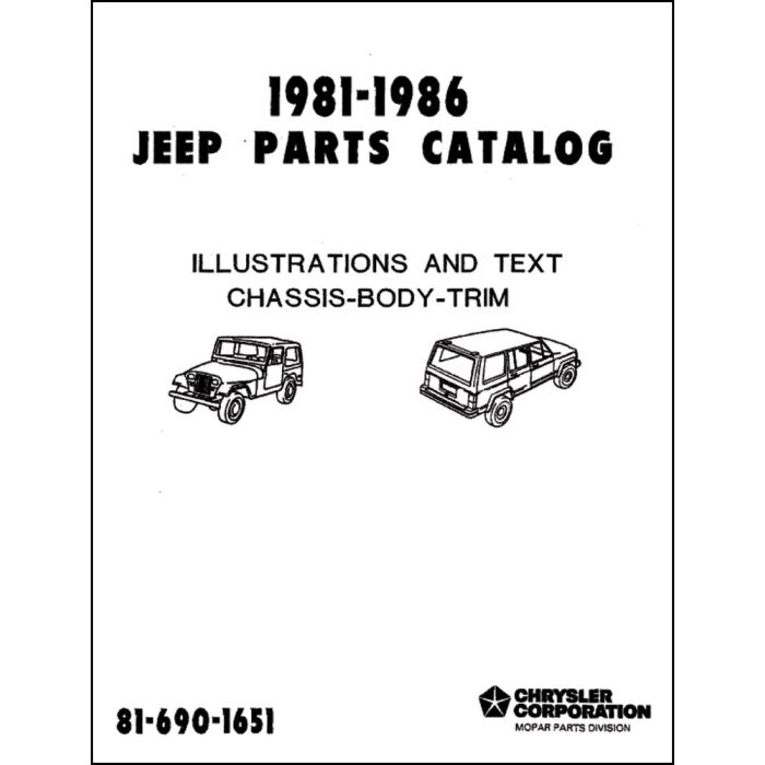PARTS CATALOG 81-86 ALL JEEP MODELS