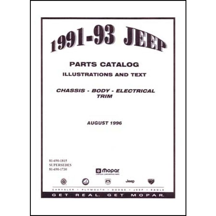 PARTS CATALOG 91-93 ALL JEEP MODELS