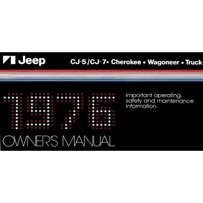 OWNERS MANUAL 1976 JEEP ALL MODELS
