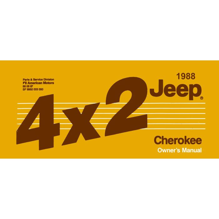 OWNERS MANUAL 1988 CHEROKEE 4X2