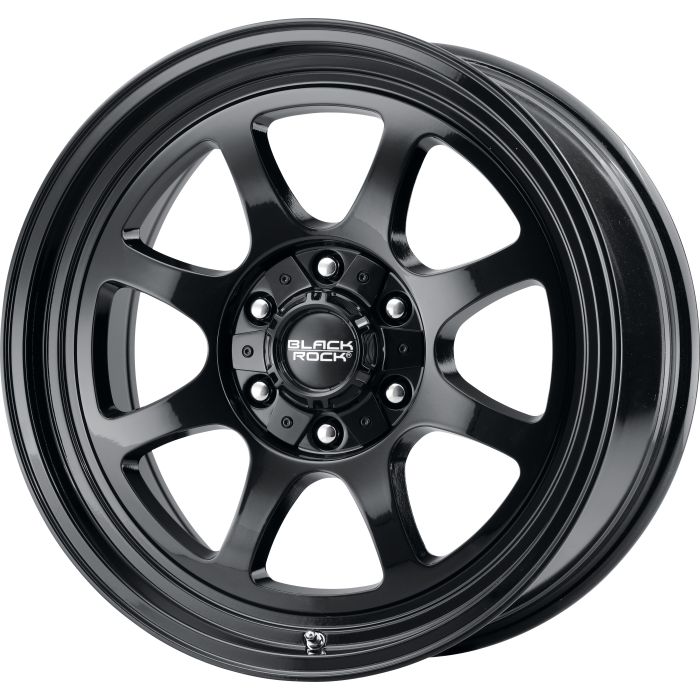 Black Rock  Series 930 Alloy Wheel in Gloss Black for 07-26 Jeep Wrangler JK, JL & Gladiator JT