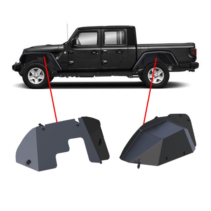 Black Horse Offroad INFR20G Front & Rear Inner Fender Flare Liners for 20-22 Jeep Gladiator JT