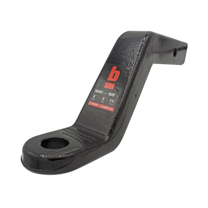 2"x6" Drop, 1 1/4" Ball, Black Powdercoat