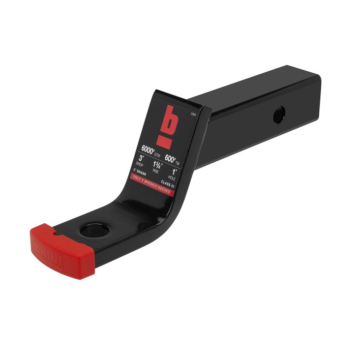 2"x3"Drop, 1" Ball, Black Powdercoat