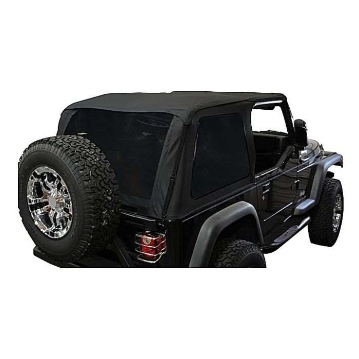Crown Automotive BRT10135T Bowless Soft Top in Black Diamond with Upper Doors and Tinted Windows for 92-95 Jeep Wrangler YJ