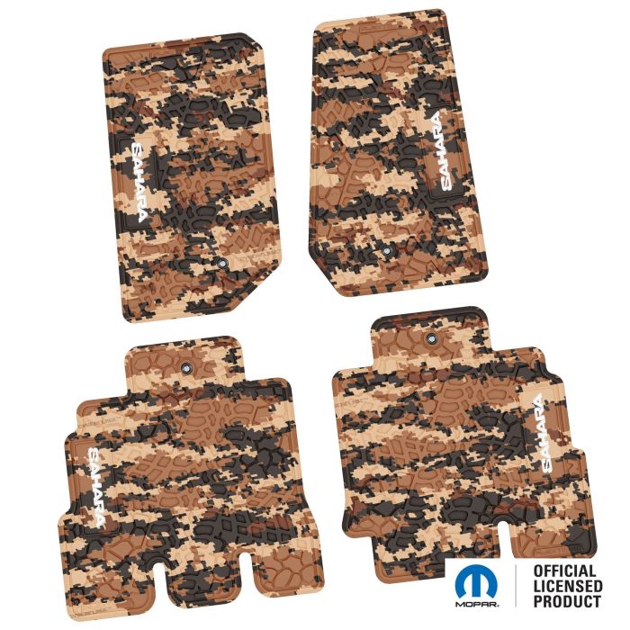 07-13 Jeep JKU 4 Dr Front and Rear -Tire Tread/Scorched Earth Scene w/ Sahara Insert - Cyberflage w/ White Insert