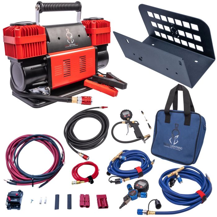 12V True Dual Portable Air Compressor Ultimate Setup Bundle for Jeep JT - Blue - ULT005BDK