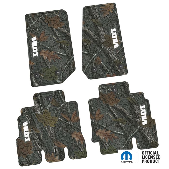14-18 Jeep JKU 4 Dr Front and Rear -Tire Tread/Scorched Earth Scene w/ Willys Insert - Rugged Woods w/ White insert