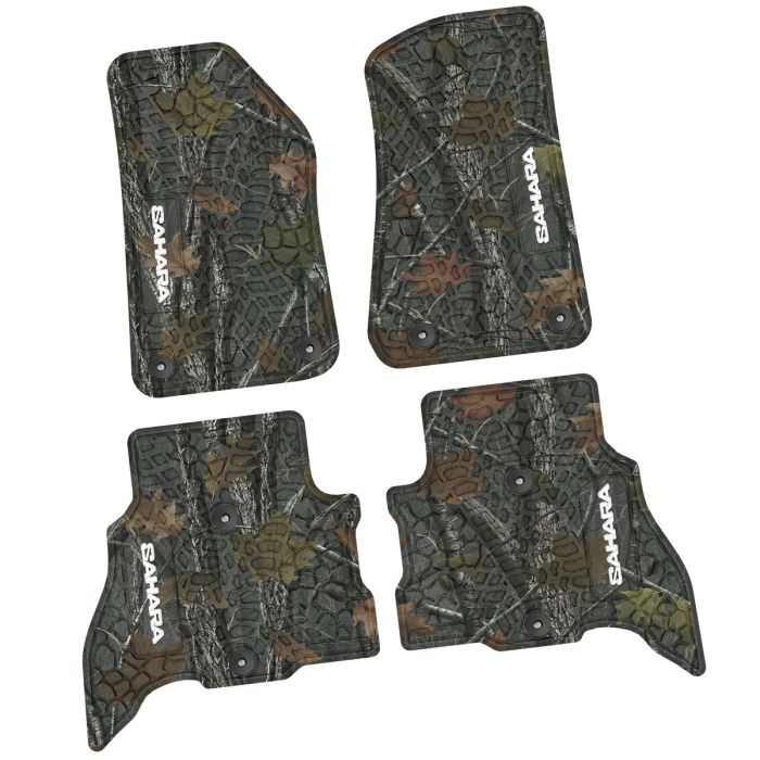 21-24 Jeep 4xe Front and RearTire Tread/Scorched Earth Scene w/ Sahara Insert - Rugged Woods w/ White insert