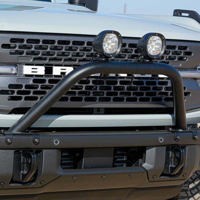 ZROADZ 2021-2023 Ford Bronco Prerunner Baja Bar (Standard Hoop) LED Kit Includes (2) 4 inch Round White ZROADZ LED Pod Lights