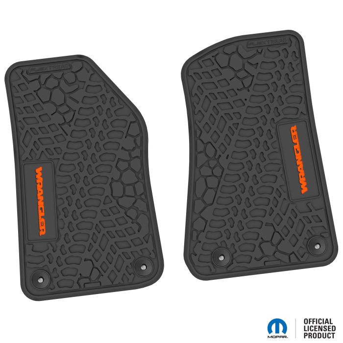 18-24 Jeep JL 2 Dr Front -Tire Tread/Scorched Earth Scene w/ Wrangler Insert - Black w/ Orange Insert