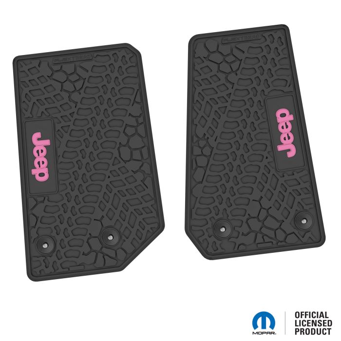 14-18 Jeep JK 2 Dr Front -Tire Tread/Scorched Earth Scene w/ JEEP Insert - Black w/ Pink Insert