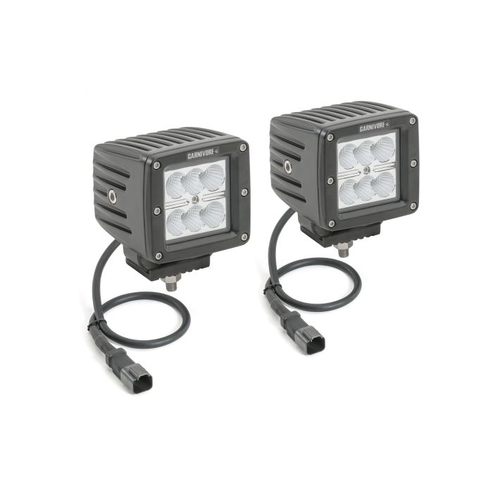 Carnivore  3" Cube LED with Wiring Harness & Windshield Mounting Brackets for 07-18 Jeep Wrangler JK