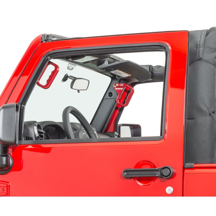 American Trail Products  Front Billet Aluminum Grab Handles with Black Brackets for 07-18 Jeep Wrangler JK