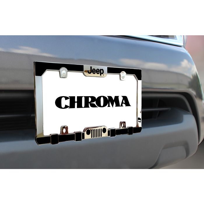 Chroma Graphics 42517 Jeep Grille & Bumper License Plate Frame in Chrome Finish 