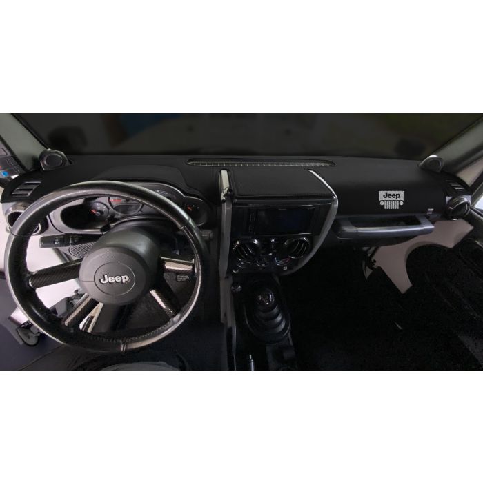 Covercraft Limited Edition Custom Dash Cover with Jeep Grill Logo - Black 2015-2018 Jeep Wrangler JK/JKU w/o Light Sensor