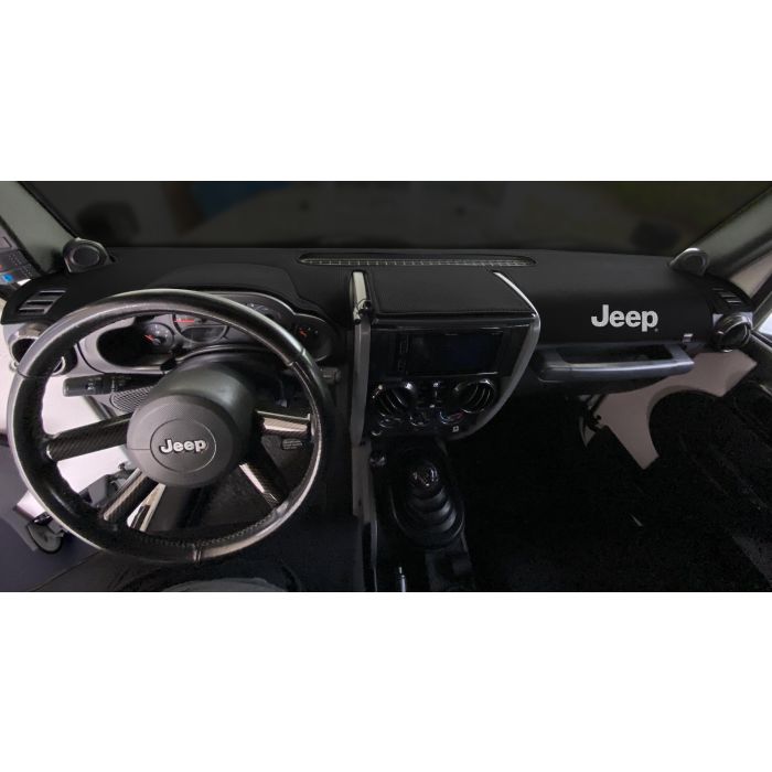 Covercraft Limited Edition Custom Dash Cover with Jeep Logo - Black 2015-2018 Jeep Wrangler JK/JKU w/o Light Sensor