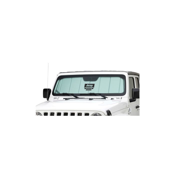 Covercraft UVS100 Custom Sunscreen with Jeep Grill logo - Silver - 2011-18 Jeep Wrangler JK/JKU
