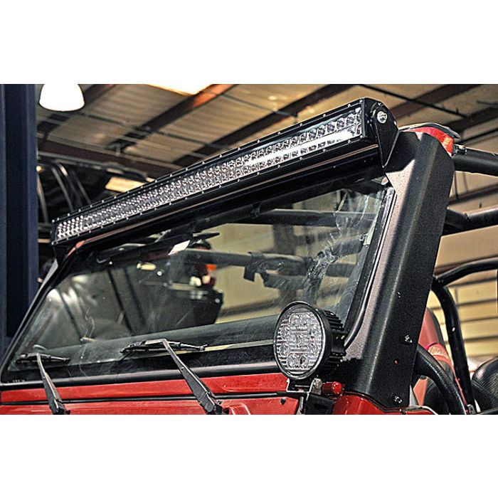 Rough Country  50-Inch Straight LED Light Bar Upper Windshield Mount Kit for 97-06 Jeep Wrangler TJ & Unlimited