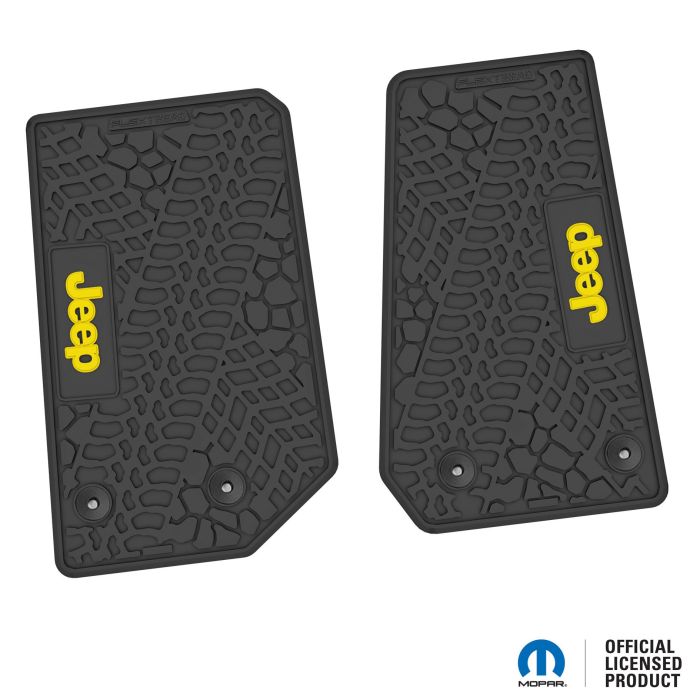 14-18 Jeep JK 2 Dr Front -Tire Tread/Scorched Earth Scene w/ JEEP Insert - Black w/ Yellow Insert