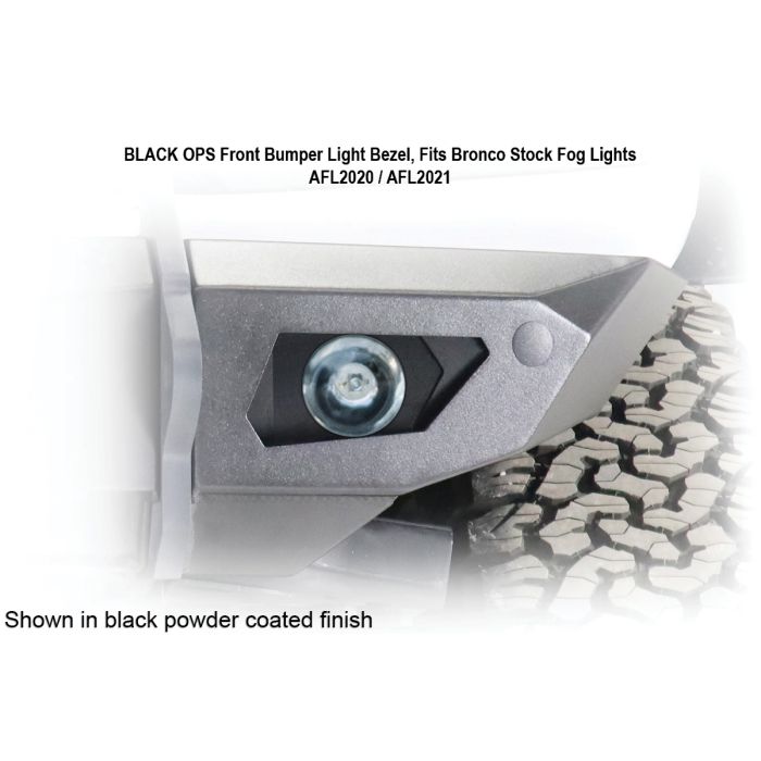 2021+ Bronco Black Ops Bronco Stock Fog Light Front Light Bezel (pair) (Bare Steel)