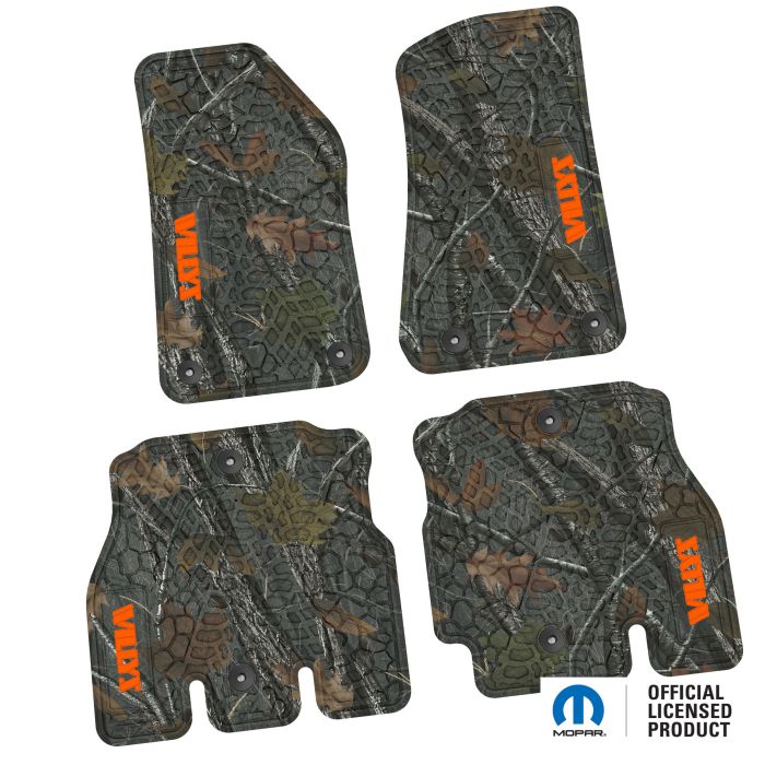 18-24 Jeep JLU 4 Dr Front and Rear -Tire Tread/Scorched Earth Scene w/ Willys Insert - Rugged Woods w/ Orange insert