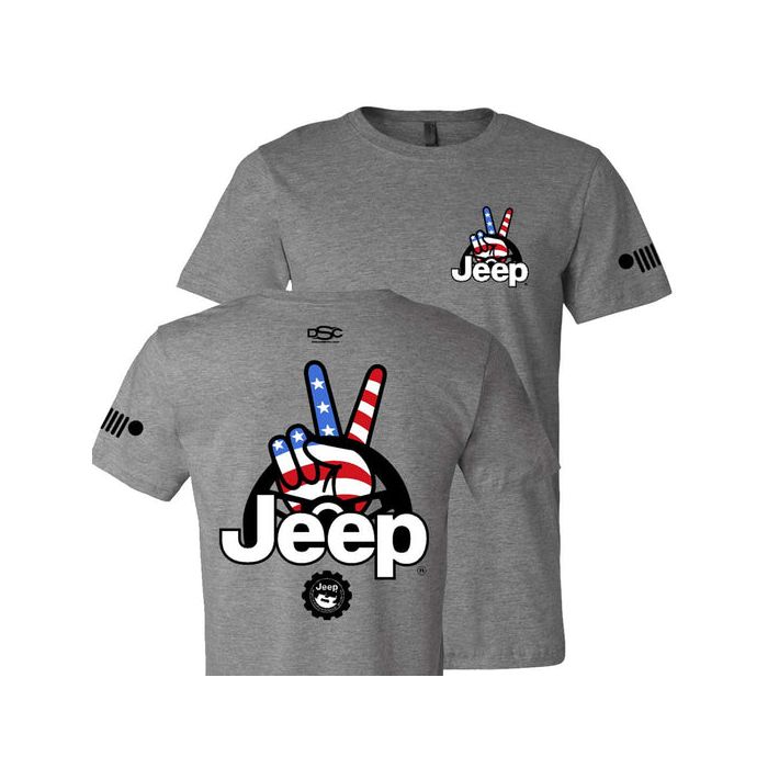 Jeep Merchandise  Men's Jeep Wave USA T-Shirt in Heather Grey 
