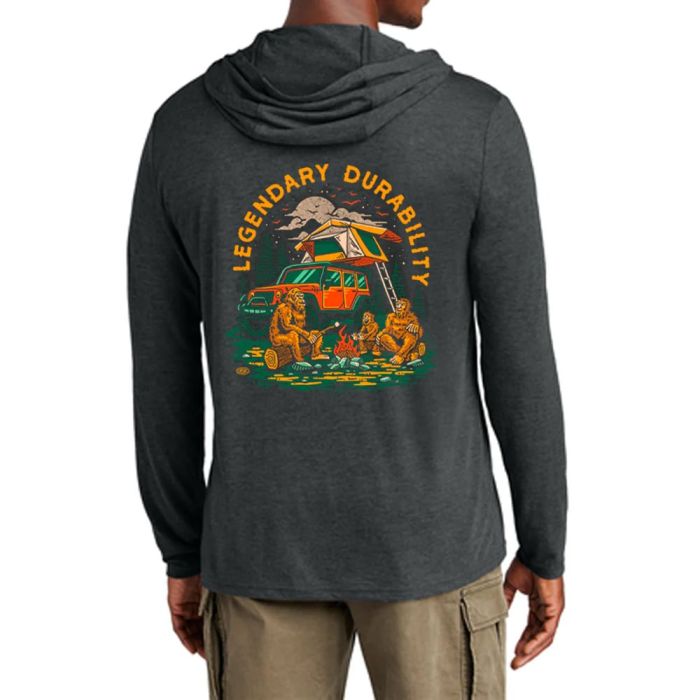 Mens Long Sleeve Hooded Jeep Sasquatch T-Shirt-Black Heather 2XL