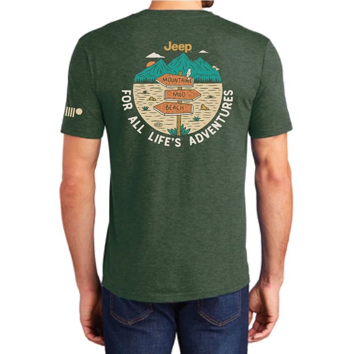 Jeep Merchandise  Men's Jeep For All Life's Adventures T-Shirt in Heather Forest Green 