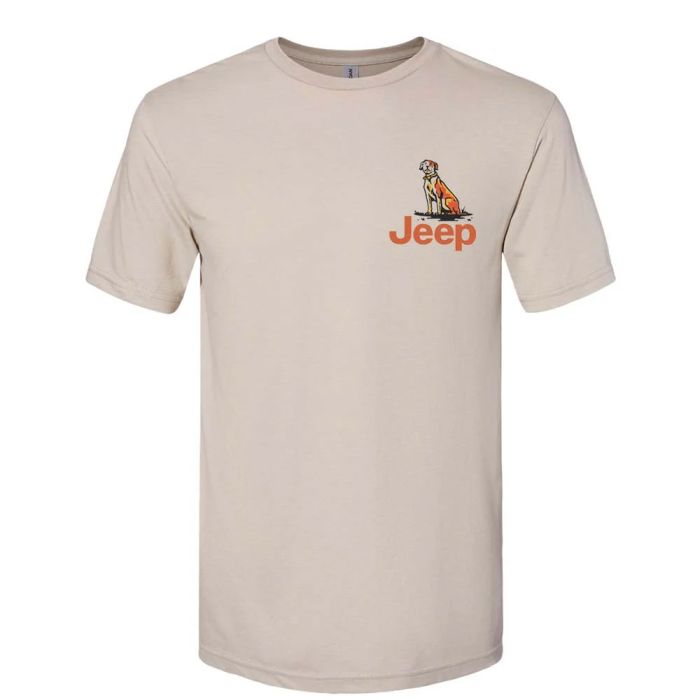 Jeep Merchandise  Men's Jeep Built/Dogs T-Shirt in Khaki  