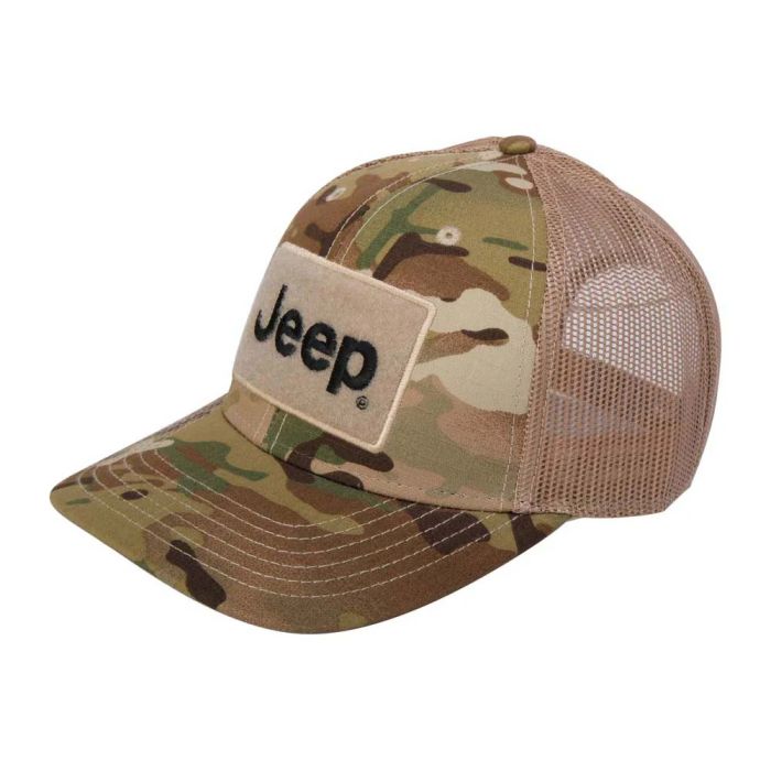 Jeep Merchandise  Jeep Text Logo Camo Pattern Hook and Loop Tactical Snapback Hat 