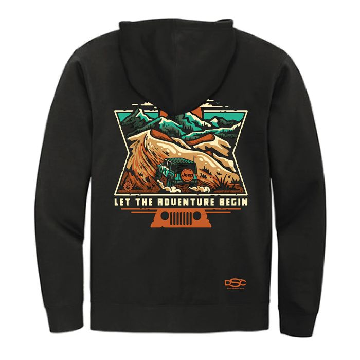Jeep Merchandise  Mens Jeep Dunes Zip Hoodie Sweatshirt in Black  