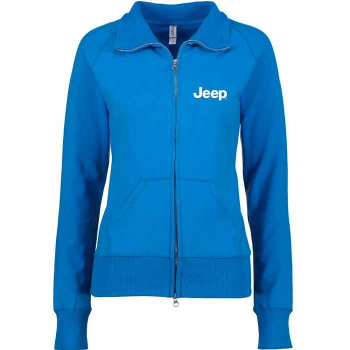 Ladies Jeep Text Fleece Jacket - Bright Blue Large