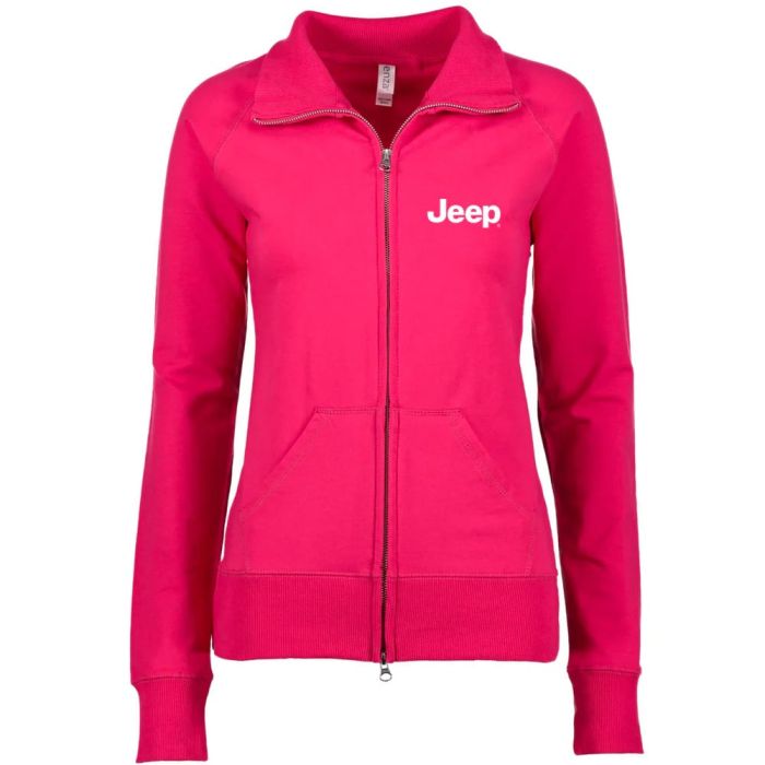 Ladies Jeep Text Fleece Jacket - Raspberry XS