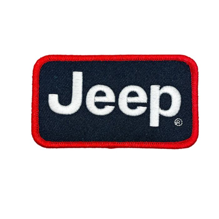 Patch - Jeep Text - Red/White/Navy Heat Seal Backing