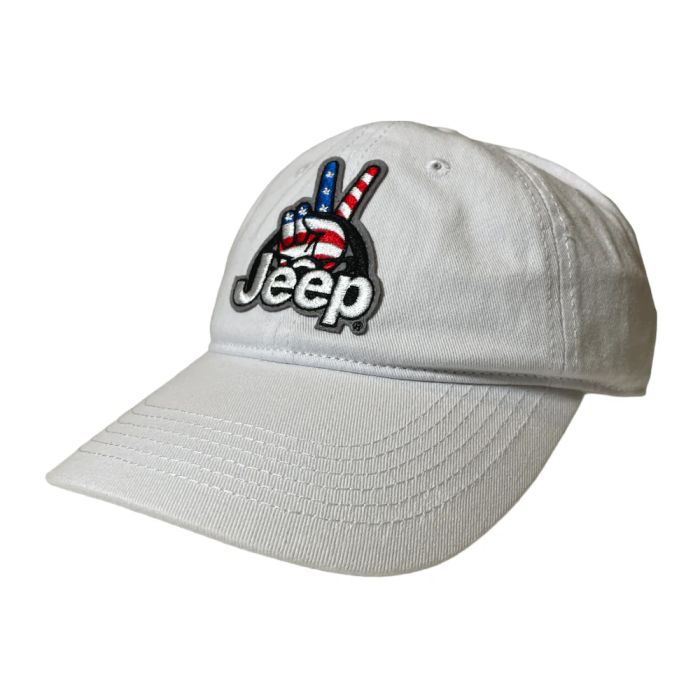Jeep Merchandise  Jeep Wave USA Chino Twill Patch Hat in White 