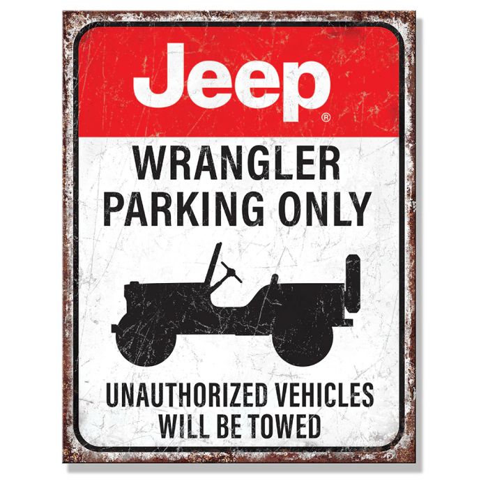 Jeep Merchandise  Jeep Wrangler Parking Only Metal Sign - 12.5" x 16" 